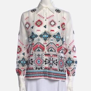 Ermanno Scervino Printed Long Sleeve Button-Up Top Size: XS | US2 Women's Shirt